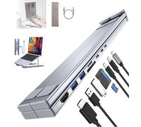 8-in-1 USB-C Laptop Stand,Fold Able Portable Cyber Brace,Adjustable Ergonomic Computer Stand for Home Offices Corporate (Silver, 28.5 * 7.5 * 3.2CM/11.22 * 2.9 * 1.2in)