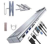 8-in-1 USB-C Laptop Stand, Foldable Laptop Stand, Portable Computer Notebook Cooling Stand for Desk, with 8 Essential Ports, 4k HDMI, Universal for Home Offices, Corporate Desks, and Cafés (8-in-1)