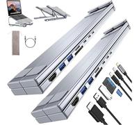 8-in-1 USB-C Laptop Stand, Laptop Stand, 2 USB 3.1, PD 100W, Portable Type C Hubs Adapter with 4k HDMI, Universal for Home/Offices/Corporate Desks/Cafes (2pcs)