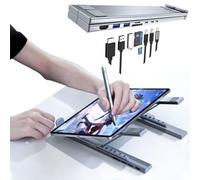 8-in-1 USB-C Laptop Stand with Docking Station, 5 in 1 Aluminum Alloy Hub Multi-Interface Bracket, with 4k HDMI, USB 3.0, USB-C, PD 100w, SD/TF Card Slotsfor Home, Corporate Desks (8-in-1)