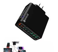 8 in 1 Waterproof Ports USB Fast Charger, 8 Ports Desktop Charging Station,Multiple Ports Devices Cell Phone Power Adapters,Fast Hub Powered Charger Block,with 4 Type C and 4 USB Ports (Black)