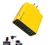 8 in 1 Waterproof Ports USB Fast Charger, 8 Ports Desktop Charging Station,Multiple Ports Devices Cell Phone Power Adapters,Fast Hub Powered Charger Block,with 4 Type C and 4 USB Ports (Yellow)