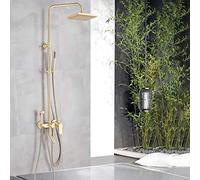 8 Inch Brushed Gold Shower Set Bathroom Tub Shower Mixer Tap Rainfall Bath Shower Faucet Brass Bidet Head in-Wall Rain Shower Tap,
