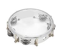 8 Inch Double Row Tambourine, Adjustable Tone Hand Drum with Jingle Bells for Percussion (Transparent)