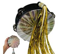 8 Inch Double Row Tambourine,Hand Held Percussion Drum Tambourine,Radiant Metal Adults Tambourines with Colored Tassel,for Church,Dance,KTV,Party,Musical Events