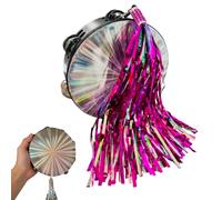 8 Inch Double Row Tambourine,Hand Held Percussion Drum Tambourine,Radiant Metal Adults Tambourines with Colored Tassel,for Church,Dance,KTV,Party,Musical Events