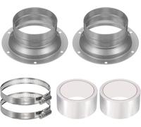 8 Inch Duct Connector Flange, 2 Pack Galvanized Iron Air Duct Flange with Hose Clamps and Foil Tape for Dryer Vent, Exhaust Fan, Range Hood, HVAC Ventilation(3 Inch)
