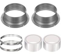 8 Inch Duct Connector Flange, 2 Pack Galvanized Iron Air Duct Flange with Hose Clamps and Foil Tape for Dryer Vent, Exhaust Fan, Range Hood, HVAC Ventilation(5 Inch)