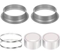 8 Inch Duct Connector Flange, 2 Pack Galvanized Iron Air Duct Flange with Hose Clamps and Foil Tape for Dryer Vent, Exhaust Fan, Range Hood, HVAC Ventilation(8 Inch)