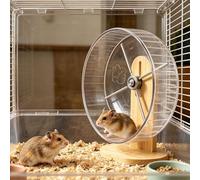 8 Inch Hamster Wheel | Silent Running Wheel for Small Pets | Wood Exercise Spinner with Stand | for Cage Habitat Enclosure Home Bedroom Animals Dwarf Syrian Rabbit