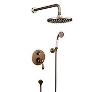 8 Inch Rain Shower System Antique Shower Faucet Set Wall Mounted Shower Combo Set Single Handle Brass Rain Mixer Shower with Handheld Shower, Rainfall Shower Head,Type A