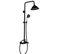 8 Inch Rain Shower System Black Bronze Shower Faucet Set Brass Wall Mounted Shower Combo Set Double Handle Rain Mixer Shower with Handheld Shower, Shower Head,Style A