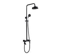 8 Inch Rain Shower System Black Bronze Shower Faucet Set Brass Wall Mounted Shower Combo Set Single Handle Rain Mixer Shower with Handheld Shower, Shower Head, Tub Spout,Style A
