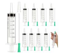 8 jeringas de 60 ml, con tubo de 15 cm, grande, protección contra fugas | Jeringa con tapa, sin aguja, reutilizable, transparente, para laboratorios científicos, medición de líquidos