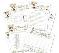 8 juegos de baby shower animales del bosque, para 10 jugadores (10 cartas de cada juego), regalo de baby shower, tarjetas de escritura para la celebración de género, juego de baby shower alemán, A6