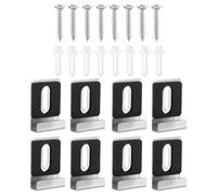 8 juegos de soporte de espejo de pared en U ángulo soporte espejo clips metal cristal abrazadera negro espejo soporte con tornillos duraderos clips de sujeción para fijación para baño dormitorio