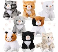 8 Juguetes de Peluche para Mascotas Animales de Peluche Surtido Pequeño de 5 Pulgadas Figuras de Peluche de Animal Muñeca de Felpa Linda para Niños Decoración (Gato de Pelo Largo)