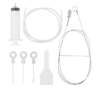 8 Kit de limpieza para frigorífico, kit de limpieza de tubos, cepillo de 1,5 m + jeringa de succión de líquidos de 100 ml + tubo PVC 1,5 m + espátula antihielo + 4 inserciones para orificio de desagüe
