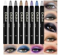 8 lápices de sombra de ojos con purpurina, lápices de maquillaje, color blanco perla, negro ahumado, gris, plata, violeta, morado, caqui, azul real, delineador de ojos, delineador de ojos, sombra de