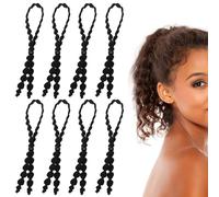 8 lazos ajustables para el cabello para mujeres negras, diseño antideslizante, adecuado para rastas, cabello rizado, cabeza de piña (negro)