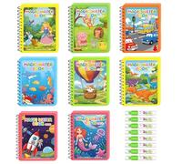 8 libros para colorear con agua, reutilizables, con 8 lápices de agua, libro para colorear Magic Doodle, diseños coloridos, para niños de 1 a 6 años, regalos para niños