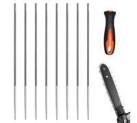 8 limas para motosierra, 4 mm, limas redondas para motosierras, lima redonda 3/8 para reparar, afilar cadenas de sierra, con mango de plástico, lima redonda de acero duro