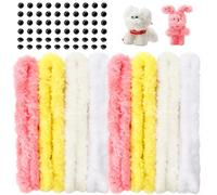 8 limpiadores de pipas para manualidades, 4 colores, de felpilla gigante, felpa gruesa y rizada con nariz, ojos para proyectos creativos de bricolaje y decoración