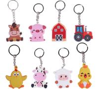 8 Llaveros de animales de granja, Llaveros Decorativos De Animales, Llaveros Colgantes Con Temática De Granja, Encantadores Llaveros Colgantes De Animales, Obsequios para Fiesta de Cumpleaños