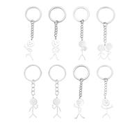 8 Llaveros En Forma De Acción Stickman, Emoticonos, Coles Creativos Plateados, Divertidos Regalos Personalizados, Adecuados para La Decoración Diaria.