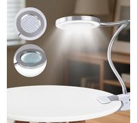 8 lupas con luz y soporte, lupa LED, lupa de mesa con iluminación, lámpara de lupa con abrazadera de metal, lámpara de escritorio manos libres, giratoria 360° para trabajo, lectura, pasatiempos