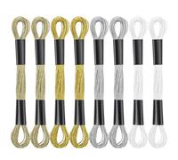 8 madejas de hilos de bordado, hilo de punto de cruz, hilo de bordado metálico, hilo metálico con purpurina, hilo de punto de cruz de poliéster para coser arte de cuerdas, blanco, oro, plata, amarillo