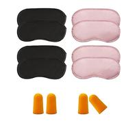 8 máscaras para los ojos de sueño con 2 pares de tapones para los oídos, máscara de ojos de poliéster opaca, máscara de ojos de viaje, adecuada para viajes, camping (negro, rosa)
