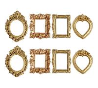 8 Mini Marcos de Fotos, 4 Estilos, Mini Marcos Dorados Vintage para Accesorios de casa de muñecas, Accesorios de fotografía, decoración de Caja de teléfono para refrigerador