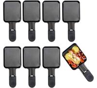 8 Mini Sartenes para Raclette Planchas Asar, Universales de Parrilla Electrica Raclette Revestimiento Antiadherente, Negro