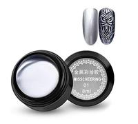 8 ml/Botella de gel de uñas pintado metálico Nail Art UV laca metal pegamento uñas fototerapia uñas pegamento oro plata espejo gancho línea pintado pegamento(01)