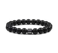8 mm / 6 mm Pulsera de piedra natural para hombre Clásico cilíndrico Hematita Negro Mate Lava Pulseras y brazaletes con cuentas Curación Joyería para mujer-8 mm negro mate_China
