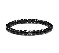 8 mm / 6 mm Pulsera de piedra natural para hombres Clásico cilíndrico Hematita Negro Mate Lava Pulseras y brazaletes con cuentas Curación Joyería para mujeres-6 mm negro light_China