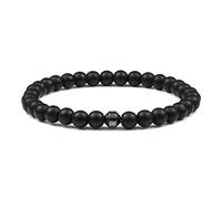 8 mm / 6 mm Pulsera de piedra natural para hombres Clásico cilíndrico Hematita Negro Mate Lava Pulseras y brazaletes con cuentas Curación Joyería para mujeres-6 mm negro mate_China