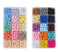 8 mm Perlas de madera naturales redondas de colores, cuentas redondas para manualidades, mini bolas de madera con agujero para manualidades y decoración (diámetro del orificio de alambre: 2 mm, 820