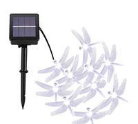 [8 modos de Iluminación] 30 LED de la libélula Solar Powered luz de hadas，DINOWIN 6 metros Solar cadena luces, Exterior Guirnaldas luminosas,para jardín,boda,decoración de hogar, fiesta (blanco)
