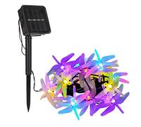 [8 modos de Iluminación] 30 LED de la libélula Solar Powered luz de hadas，DINOWIN 6 metros Solar cadena luces, Exterior Guirnaldas luminosas,para jardín,boda,decoración de hogar, fiesta (multicolor)