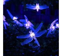 [8 modos de Iluminación] 30 LED de la libélula Solar Powered luz de hadas，DINOWIN 6 metros Solar cadena luces, Exterior Guirnaldas luminosas,para jardín,boda,decoración de hogar, fiesta (azul)