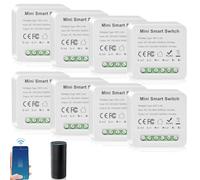 8 módulos de interruptor de luz inteligente de 1 vía, doble control, mini interruptor wifi DIY, se adapta detrás del interruptor de pared, módulo compatible con la aplicación Tuya, Alexa y Google Home