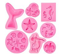 8 moldes de silicona hechos a mano para fondant, diseño de peces, chocolate, caramelo, azúcar, manualidades, moldes de resina para hornear formas