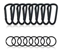 8 Mosquetones de Aluminio en D, Mosquetón Negro para Accesorios de Camping, Ganchos en D