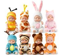 8 muñecas de bebé, mini muñecas, mini muñecas, recién nacidos, con ropa de estilo animales, de PVC lavable, muñeca portátil realista, juguete para niñas y niños pequeños