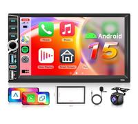 【8 núcleos 4+64GB】 2025 Hodozzy Autorradio Android 2 DIN con CarPlay Inalámbric,2 USB/USB-C, Pantalla QLED de 7 Pulgadas, Bluetooth, Android Auto, DSP, Wi-Fi, RDS, FM, Cámara de Visión Trasera