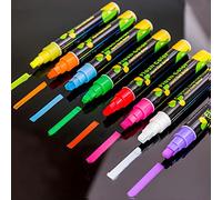 8 Pack Chalk Marker Pen Dry Erase Markers con punta reversible de 6mm Bullet Chisel Highlighters fluorescentes para tablero menú LED bistro dibujo publicitario arte POP ventana vidrio pizarra negra