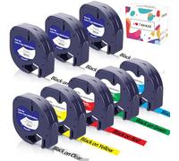 8 Pack Hehua Compatible Dymo 12mm x 4m Letra tag 91221(3Pack) 91222 91223 91224 91225 16951, Cinta de Etiqueta Plástico para Dymo Etiquetadora LT-100h LT-100T LT-110T XR XM