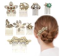 8 Pack Vintage Peines Laterales Del Pelo Para Las Mujeres Decorativas, Retro Oro Perla Rhinestone Metal Peine Del Pelo Clips Con Dientes Agarre Cristal Pedazo De Pelo Nupcial Pasadores